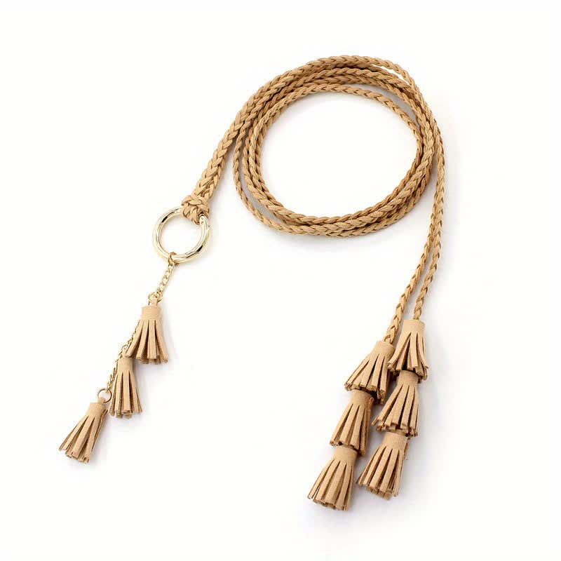 Cintura intrecciata con nappe bohémien da donna