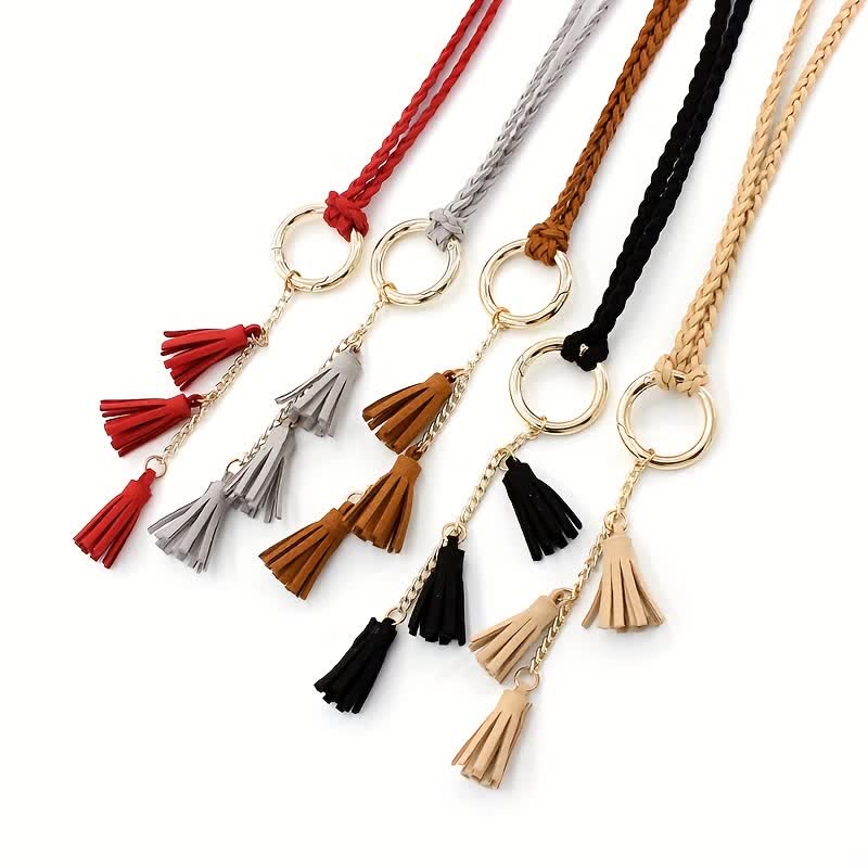 Cintura intrecciata con nappe bohémien da donna