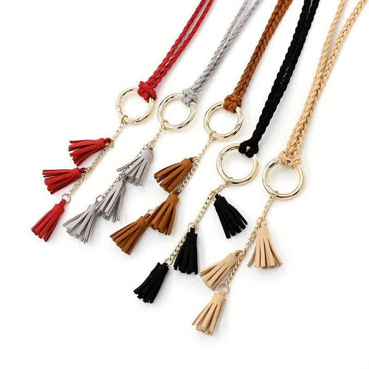Cintura intrecciata con nappe bohémien da donna