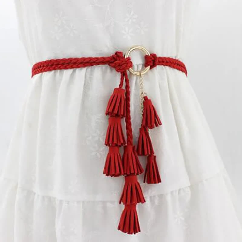 Cintura intrecciata con nappe bohémien da donna
