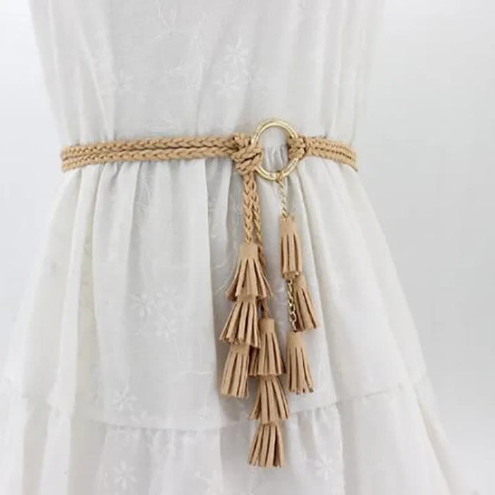 Cintura intrecciata con nappe bohémien da donna