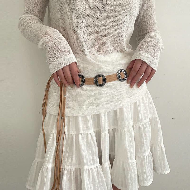 Cintura etnica da donna con cintura intrecciata in corda bohémien