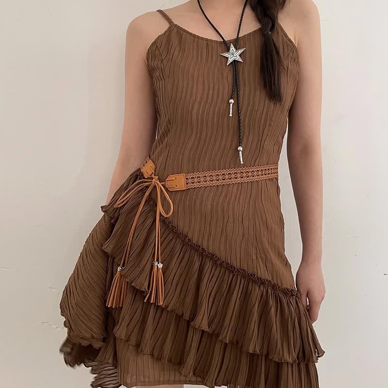 Cintura da donna in corda con fiore cavo in stile bohémien - Marrone - 67" - image 6