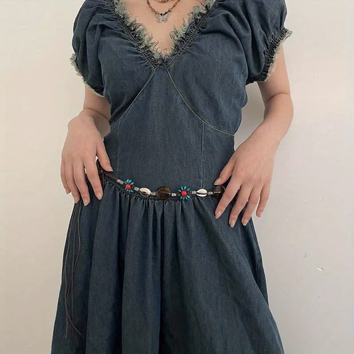 Cintura da donna con perline e fiori intrecciati in stile Boho - image 4
