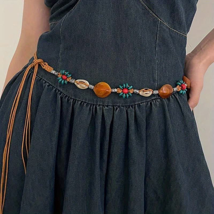 Cintura da donna con perline e fiori intrecciati in stile Boho - image 0