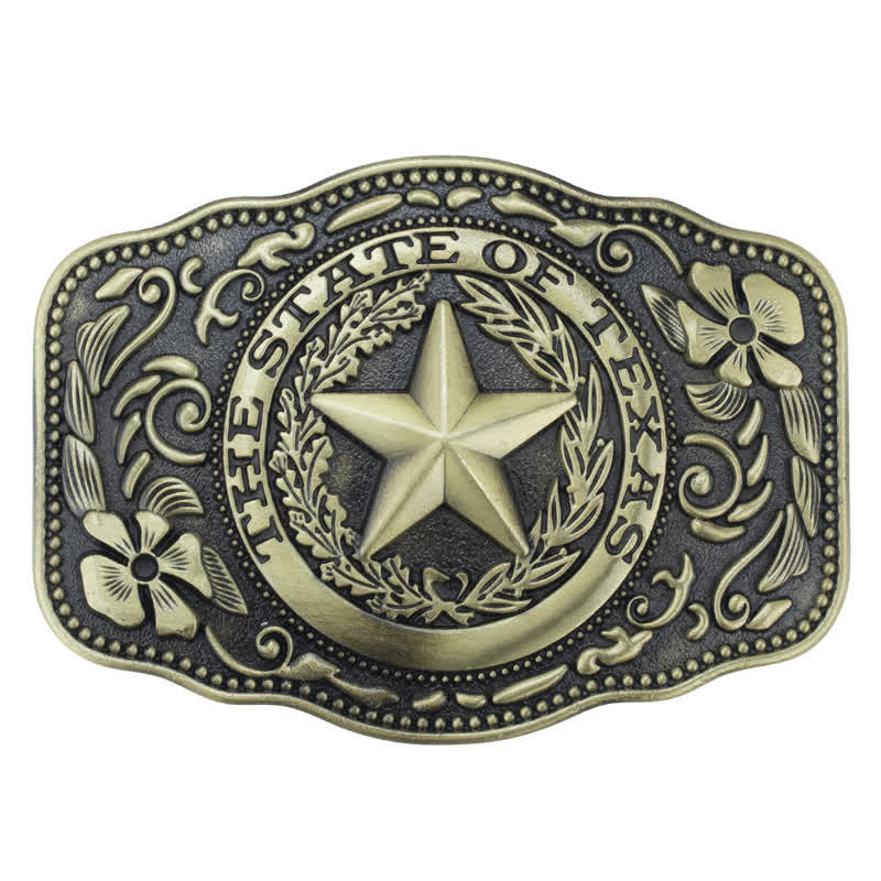 Cintura in pelle fai da te da uomo con fibbia a cinque stelle dello stato del Texas - Bronzo antico - Senza cintura - image 12