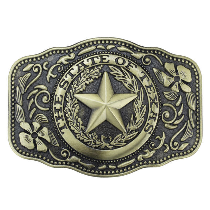 Cintura in pelle fai da te da uomo con fibbia a cinque stelle dello stato del Texas - Bronzo antico - Senza cintura - image 12