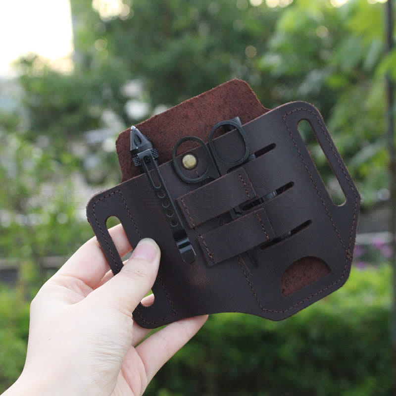 Pratica borsa da cintura in pelle con fondina portautensili 3 in 1