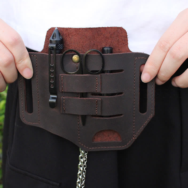Pratica borsa da cintura in pelle con fondina portautensili 3 in 1 - image 0