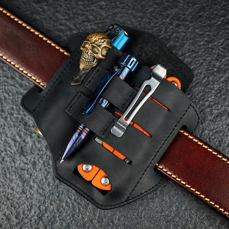 Pratica borsa da cintura in pelle con fondina portautensili 3 in 1