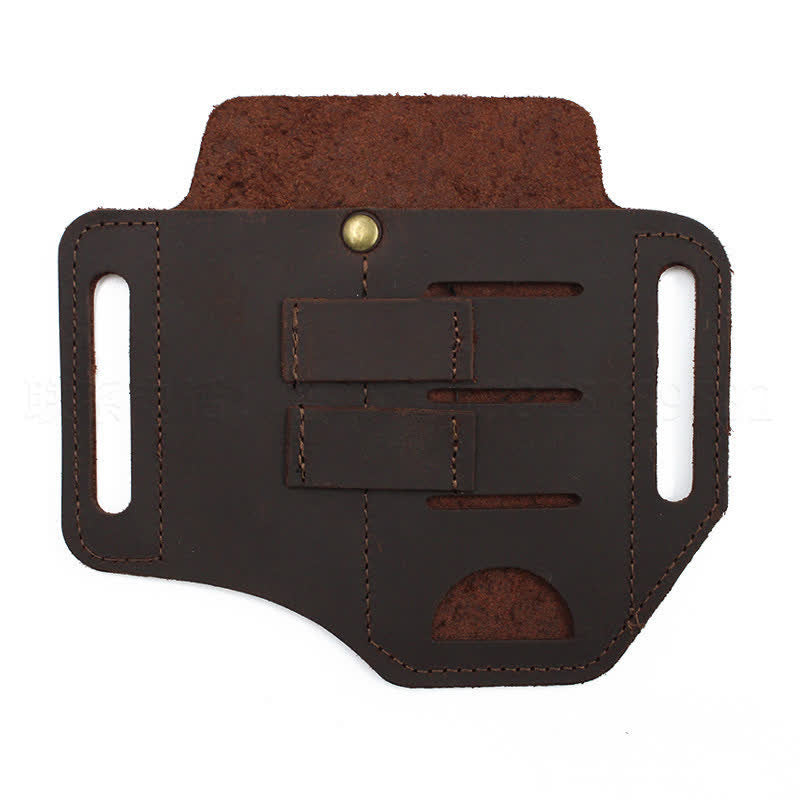 Pratica borsa da cintura in pelle con fondina portautensili 3 in 1 - Marrone - image 2
