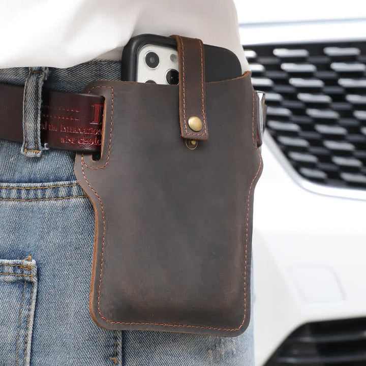 Borsa da cintura in pelle comoda per il trasporto del telefono cellulare retrò - image 14