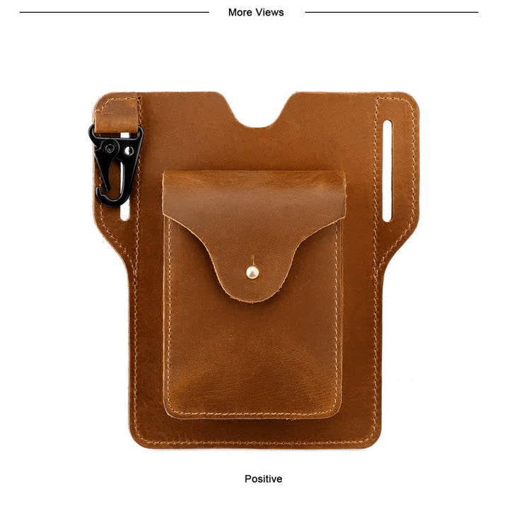 Portachiavi con fondina per cellulare da esterno, in pelle, con cintura