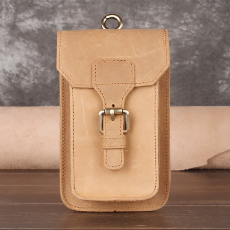 Borsa da viaggio con gancio per cintura in pelle - Marrone chiaro - image 12