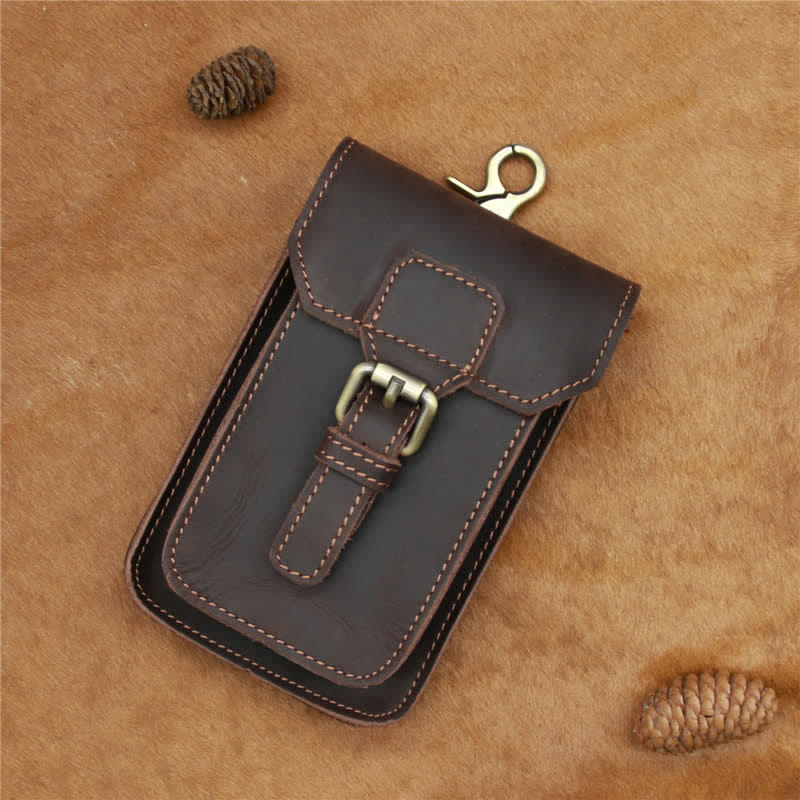 Borsa da viaggio con gancio per cintura in pelle - Caffè - image 13
