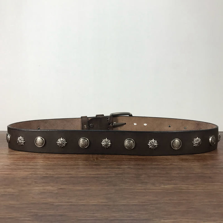 Cintura in pelle per jeans casual con borchie in metallo retrò - image 8