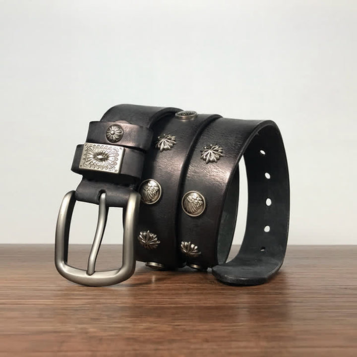 Cintura in pelle per jeans casual con borchie in metallo retrò - image 13