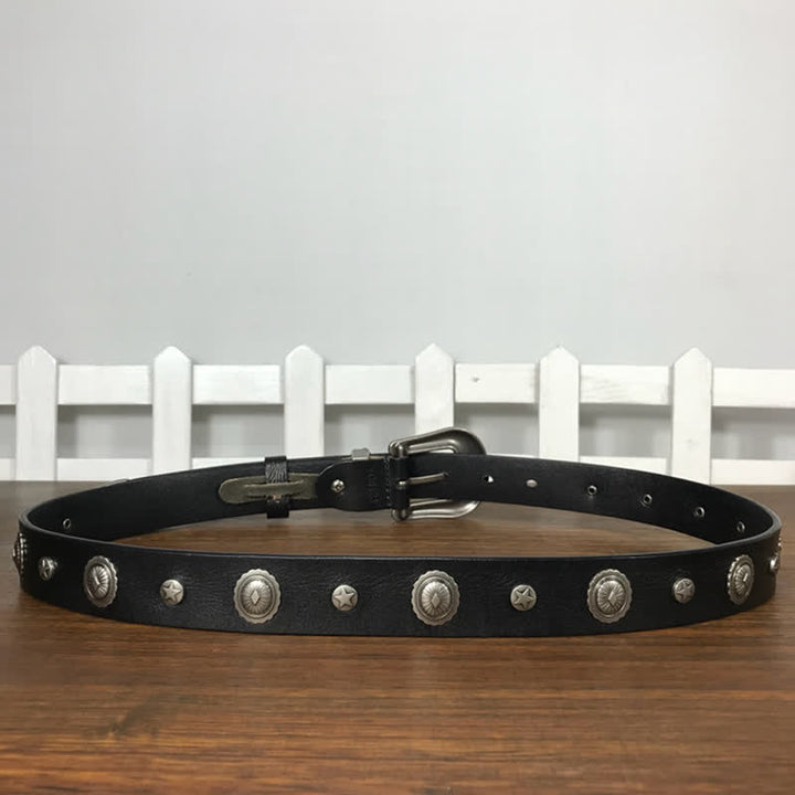 Cintura in pelle con borchie rotonde decorative e personalità