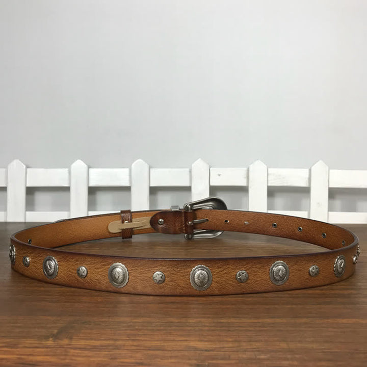 Cintura in pelle con borchie rotonde decorative e personalità