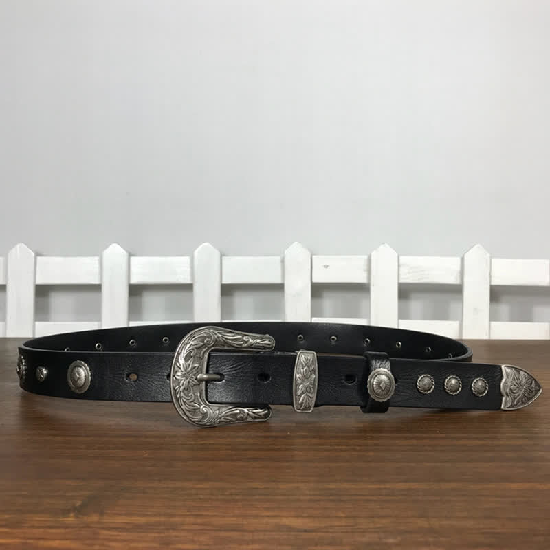 Cintura in pelle con borchie rotonde decorative e personalità