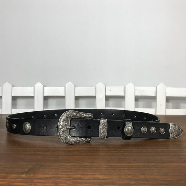 Cintura in pelle con borchie rotonde decorative e personalità