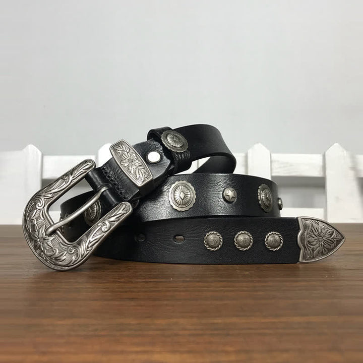 Cintura in pelle con borchie rotonde decorative e personalità