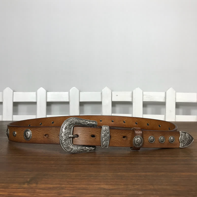 Cintura in pelle con borchie rotonde decorative e personalità
