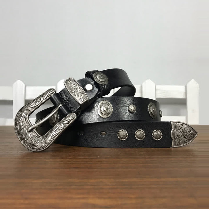 Cintura in pelle con borchie rotonde decorative e personalità