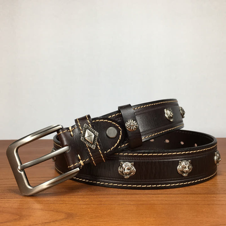 Cintura in pelle con borchie a forma di tigre unica - image 8