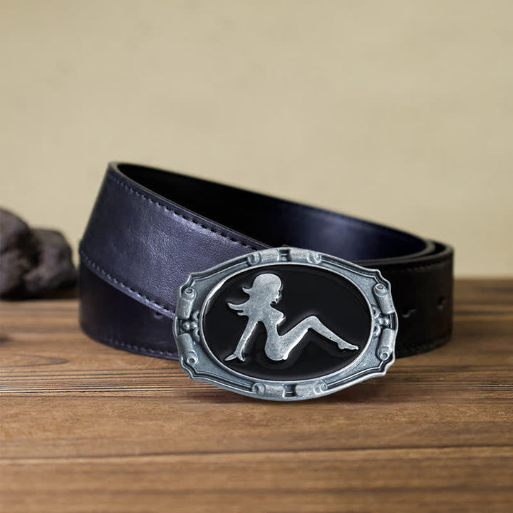 Cintura in pelle con fibbia a forma di silhouette punk da donna fai da te da uomo