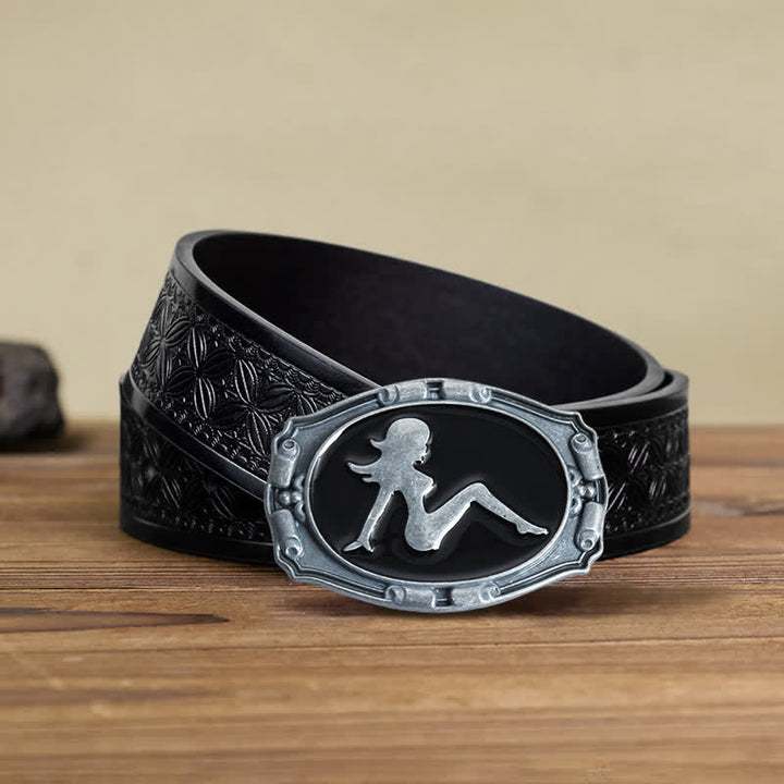 Cintura in pelle con fibbia a forma di silhouette punk da donna fai da te da uomo