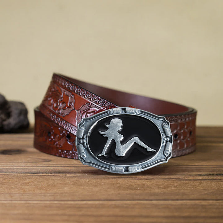 Cintura in pelle con fibbia a forma di silhouette punk da donna fai da te da uomo