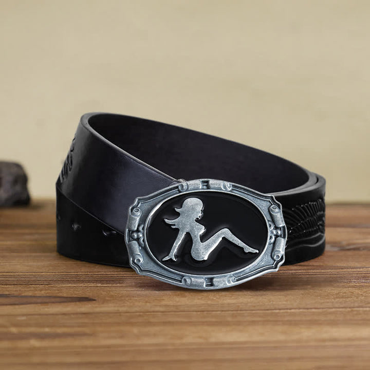 Cintura in pelle con fibbia a forma di silhouette punk da donna fai da te da uomo