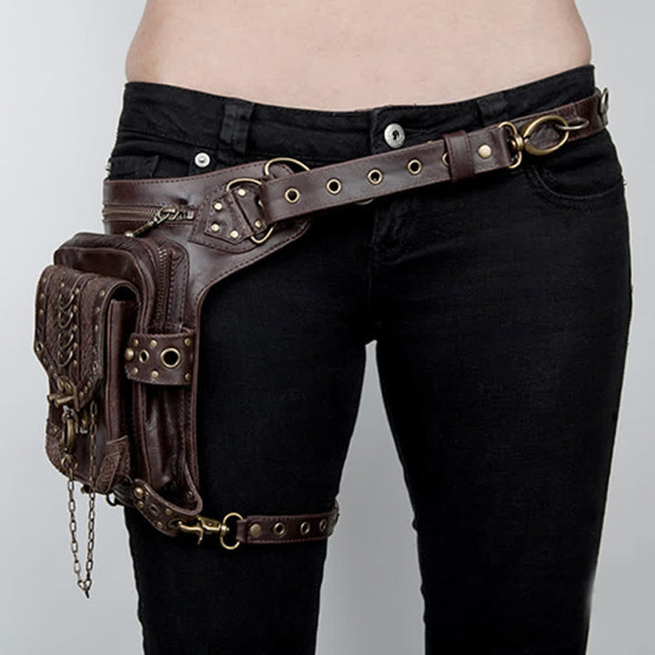 Borsa da viaggio in stile steampunk con catena gotica marrone