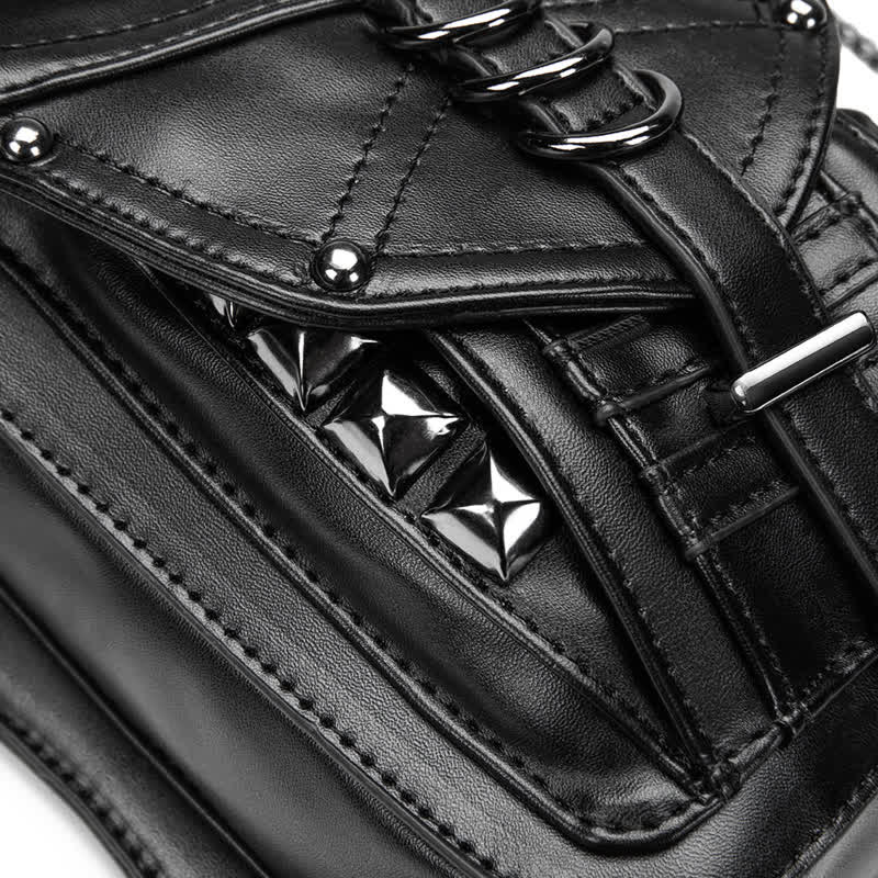 Borsa da gamba in vita con rivetto punk da motocicletta nera Steampunk