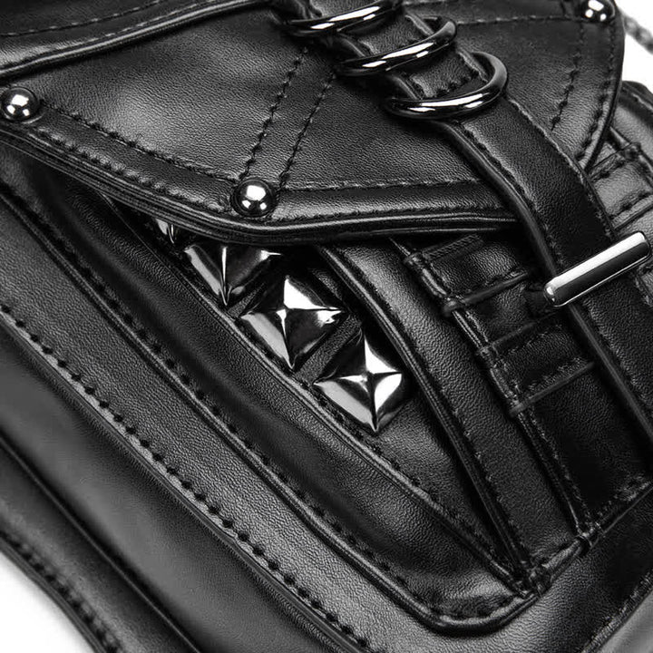 Borsa da gamba in vita con rivetto punk da motocicletta nera Steampunk