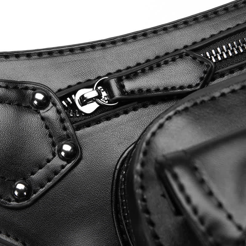Borsa da gamba in vita con rivetto punk da motocicletta nera Steampunk