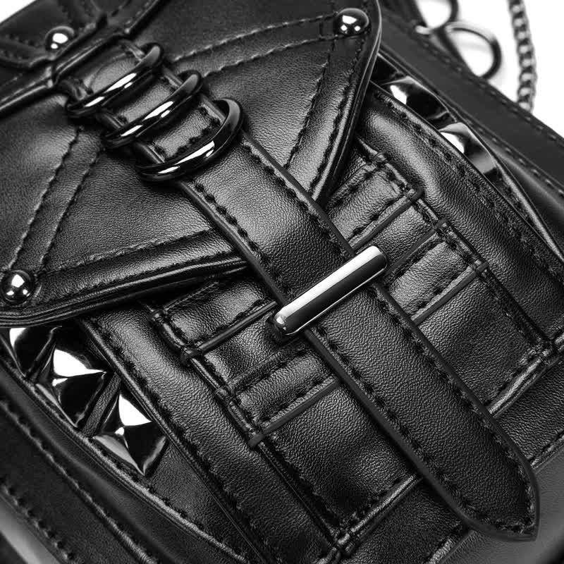 Borsa da gamba in vita con rivetto punk da motocicletta nera Steampunk
