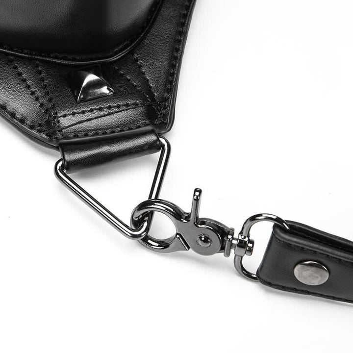 Borsa da gamba in vita con rivetto punk da motocicletta nera Steampunk