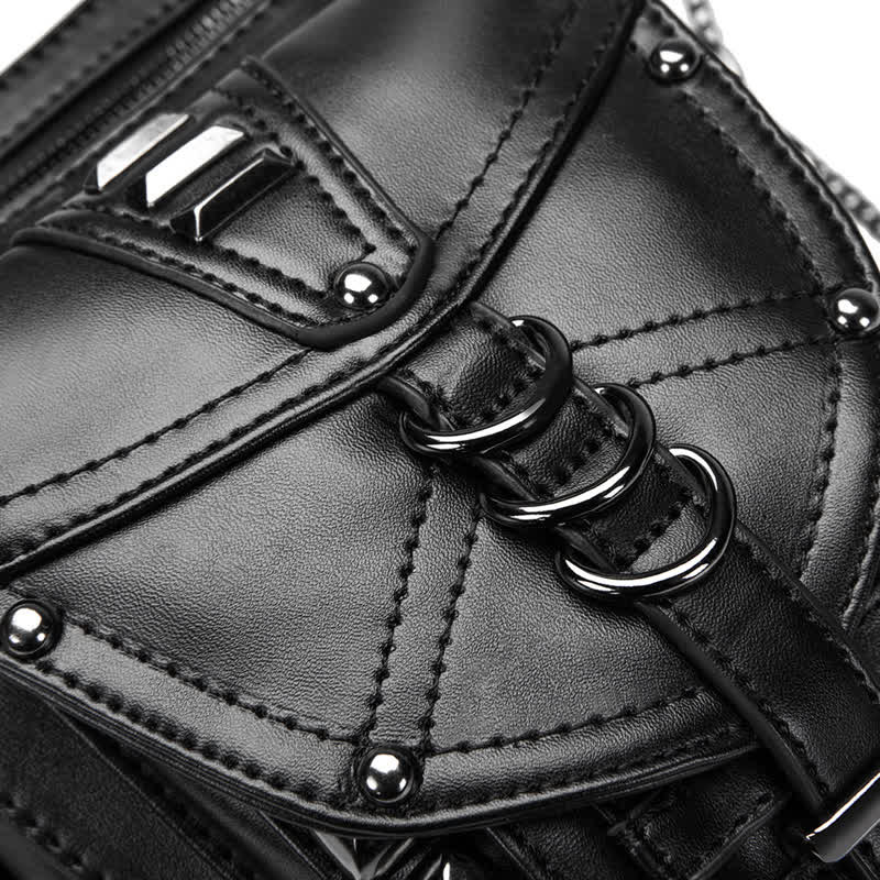Borsa da gamba in vita con rivetto punk da motocicletta nera Steampunk