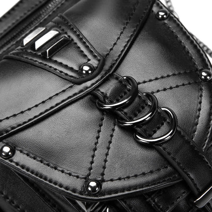 Borsa da gamba in vita con rivetto punk da motocicletta nera Steampunk