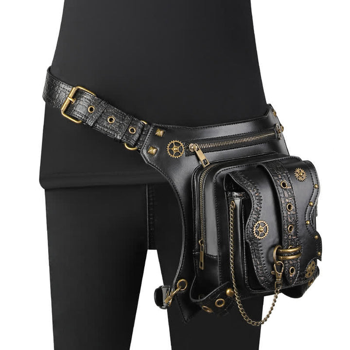 Borsa da gamba con catena Steampunk per attrezzatura da esterno - Nero - image 0