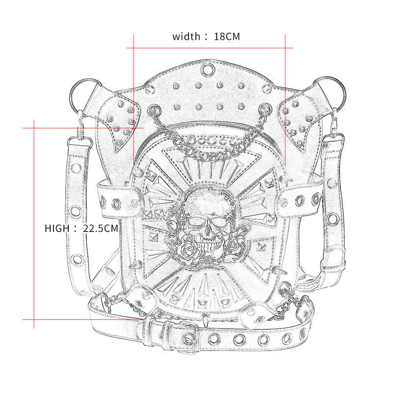 Borsa a spalla convertibile con design a teschio e gamba - image 2