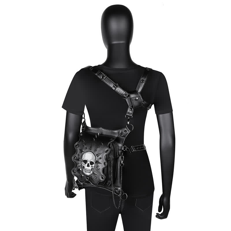 Borsa a tracolla in stile gotico con teschio e steampunk - image 9