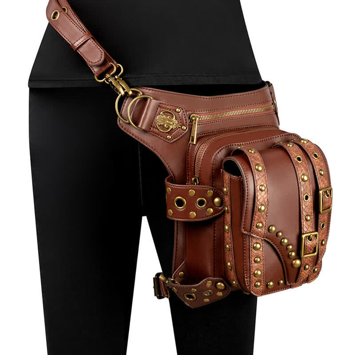 Borsa a tracolla con catena per moto Brown Rock - Marrone - image 0