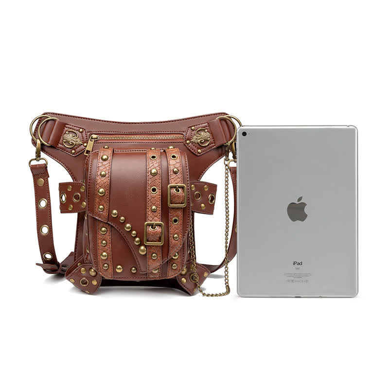 Borsa a tracolla con catena per moto Brown Rock - image 6