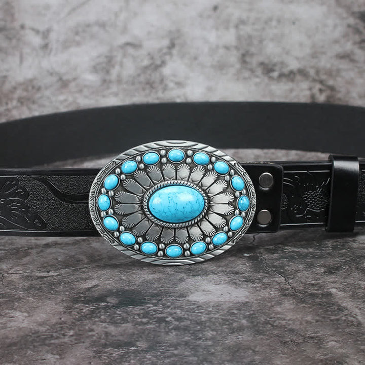 Cintura in pelle con pietra turchese Bohemia Vintage da uomo