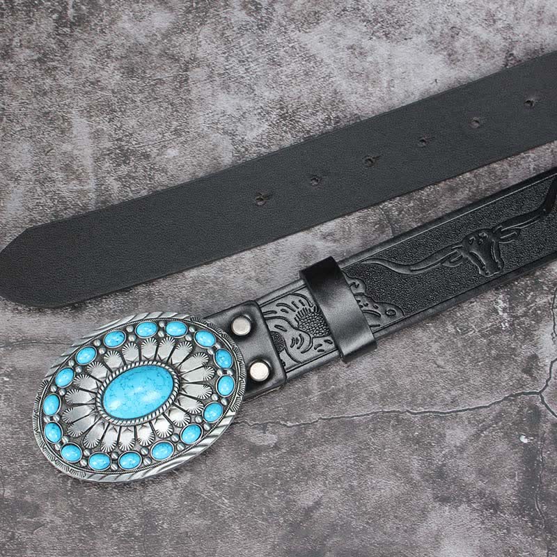 Cintura in pelle con pietra turchese Bohemia Vintage da uomo
