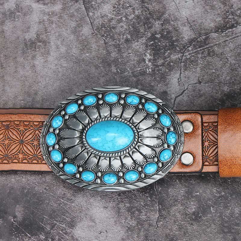 Cintura in pelle con pietra turchese Bohemia Vintage da uomo