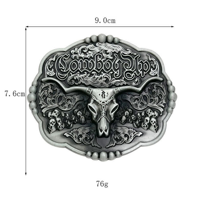 Cintura in pelle con fibbia a forma di toro da cowboy gotico fai da te da uomo